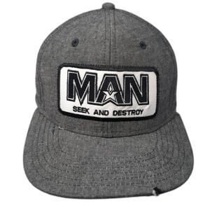 Man Seek And Destroy Snapback Cap Gray OS Adjustable Embroidered Big Accessories